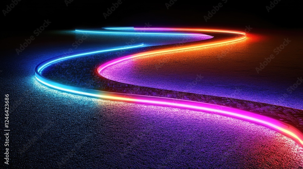 Poster Big data network with futuristic glowing pathways and digital analytics.