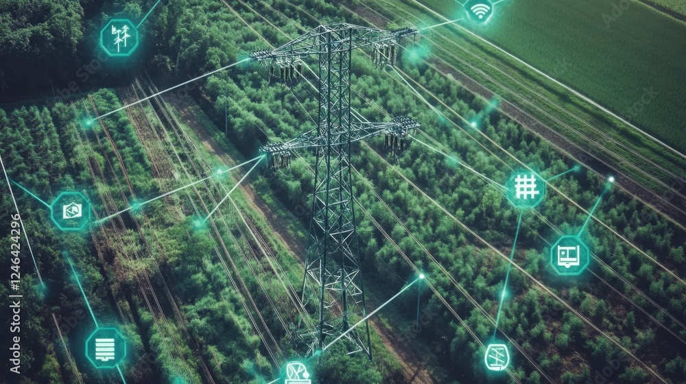 Poster a blockchain-powered energy grid ensuring transparent renewable energy transactions.