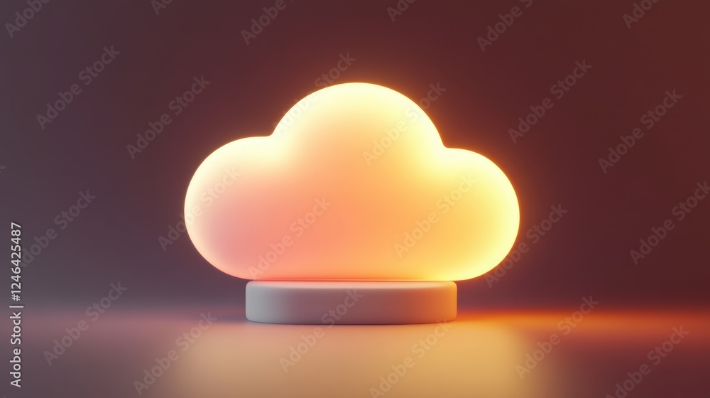 Poster a conceptual futuristic data-driven cloud business infrastructure glowing in a cyber environment.