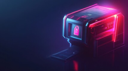 Naklejka premium A concept of cybersecurity in banking, featuring a glowing lock over a digital payment interface.