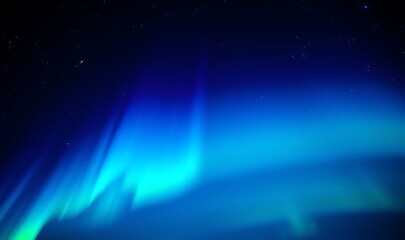 A surreal night scene with deep blue and purple hues, glowing neon green and cyan highlights, resembling an ethereal aurora borealis.