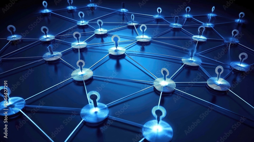 Poster business networking digital concept with secure cloud computing.
