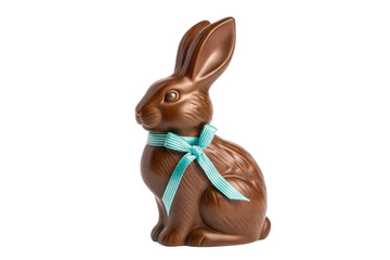 Chocolate bunny with ribbon for Easter celebration, cut out