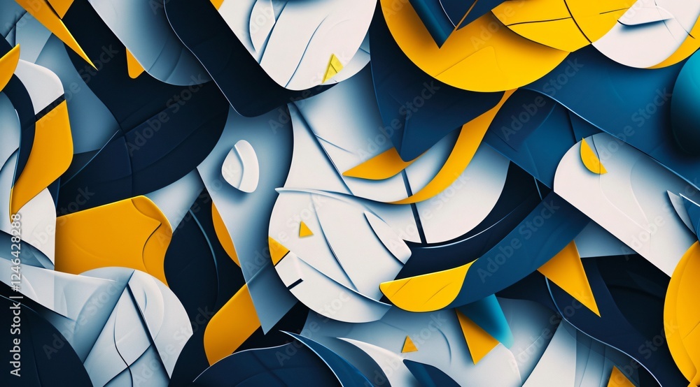 Aufkleber abstract paper cut art design featuring vibrant colors and dynamic shapes in a modern composition. g