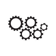 Fototapeta premium Gear set template. Black gear wheel icons on white background, stock vector