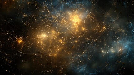 A digital concept of multi-cloud computing with interconnected glowing nodes on a vibrant background.