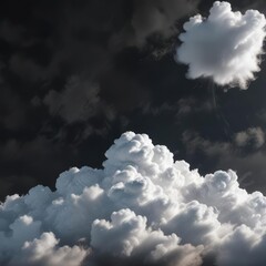 Soft and fluffy white cloud on dark background, sky, dreamy