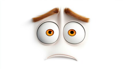 Obraz premium Sad cartoon face with expressive eyes and furrowed eyebrows
