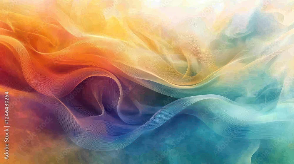 Poster abstract background with colorful smoke and vibrant fluid patterns in a variety of colors and shapes