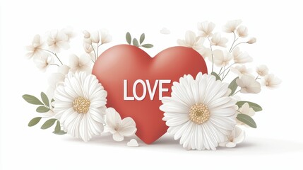 Obraz premium Heart Valentine's Day, Heart with flowers and 