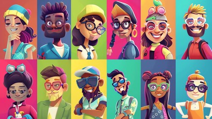 An illustration of a group of diverse people smiling, with a cartoon style.