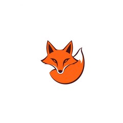 Fox minimalist icon logo. 