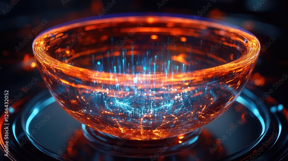 Poster data-driven business decision-making concept with a holographic interface and analytics.