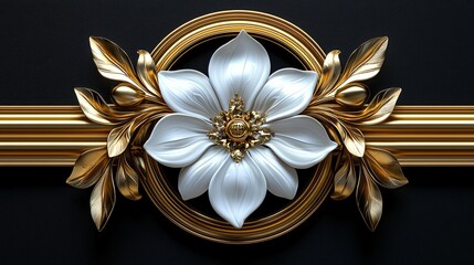 Elegant gold floral frame design, black background, decorative element, website header