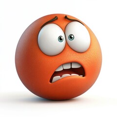 Cartoon Orange Sphere with Frightened Expression and Big Eyes