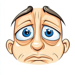 Obraz premium Expressive Cartoon Character with Sad Eyes and Concerned Expression