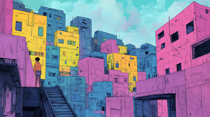 A person adjusting to a new culture in a new city after relocating