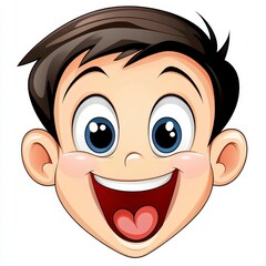 Cheerful Cartoon Boy with Big Smile and Bright Eyes Design Element