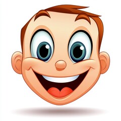 Cheerful Cartoon Character with Big Eyes and Happy Smile