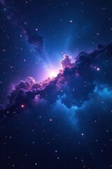 Obraz premium Deep blue and purple nebula glowing softly in the dark cosmos, galaxies, interstellar medium, blue nebula