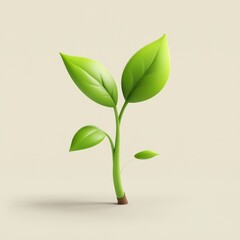 Fototapeta premium Fresh Green Plant Growing with Leaves on Neutral Background