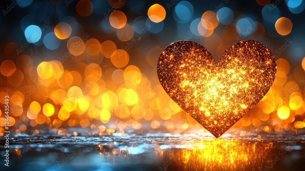 Aufkleber sparkling heart illuminated against a bokeh background