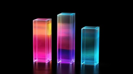 Financial bar graphs with neon glow, symbolizing economic prosperity.