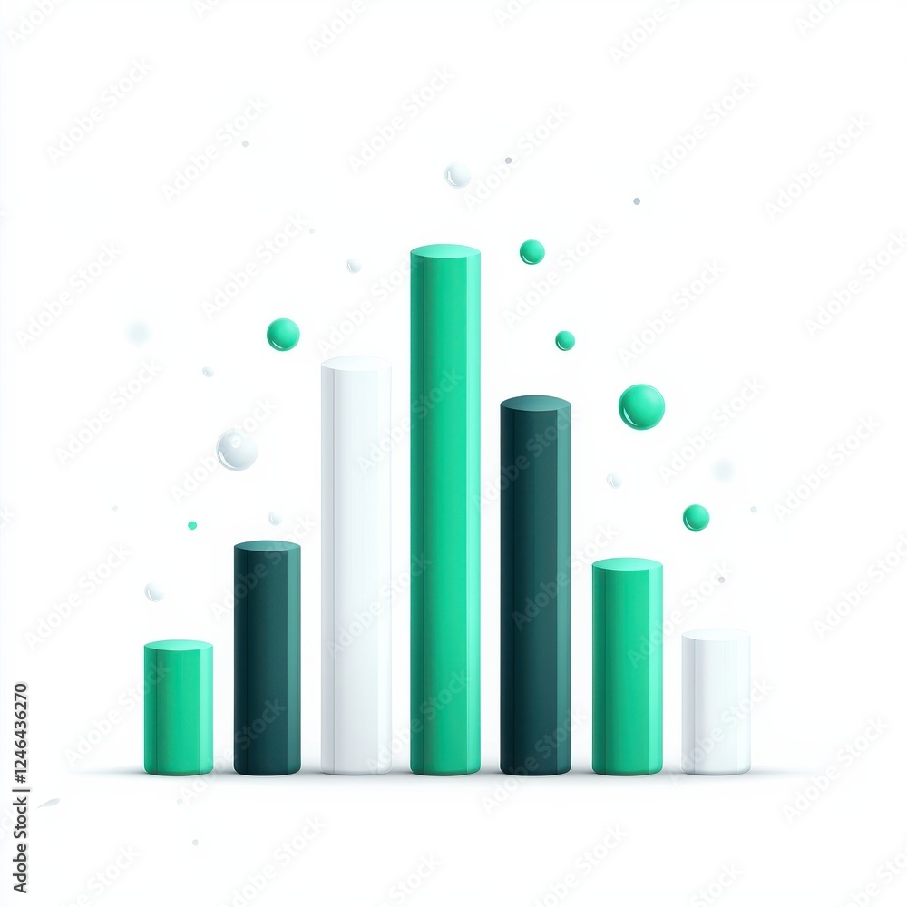 Poster a modern, abstract representation of a bar chart with varying heights, showcasing data visualization