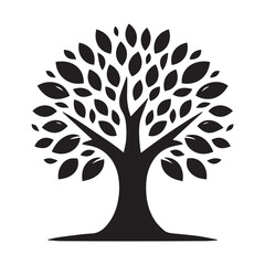Simple Black and White Silhouette of a Tree