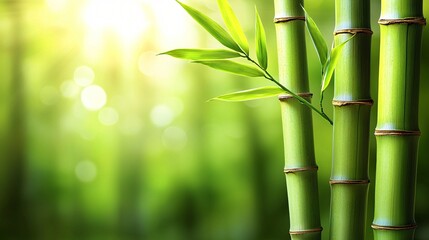Serene bamboo forest sunrise, nature peace