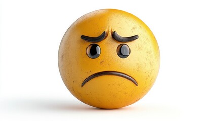 Fototapeta premium Sad Yellow Emoji Expressing Emotion with Frown and Downturned Eyes