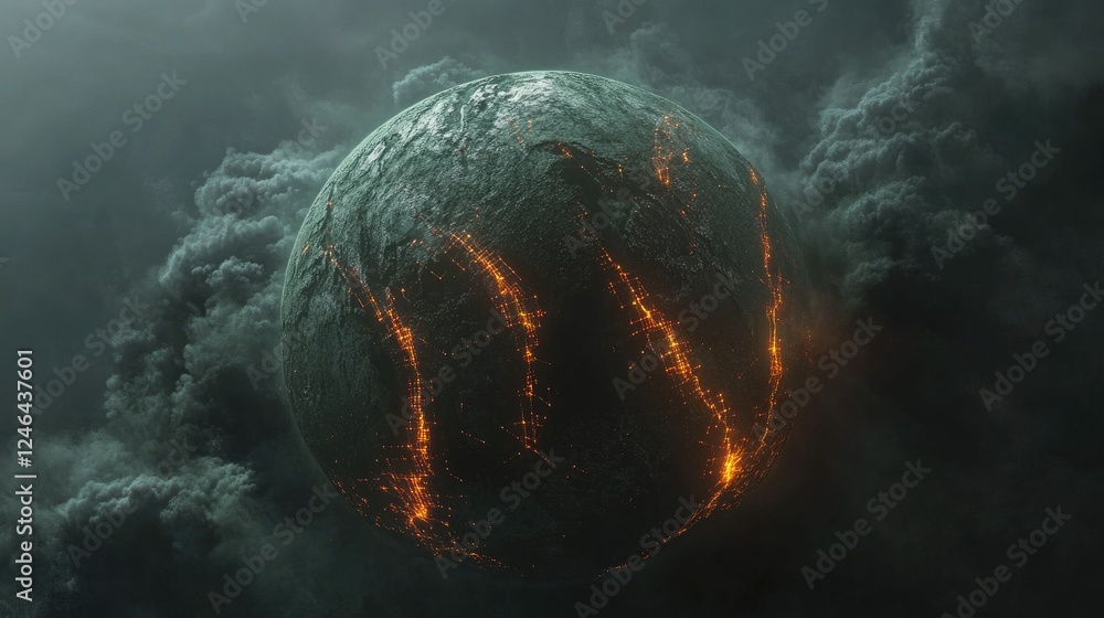 Poster futuristic globe with interconnected glowing network lines and a digital atmosphere.