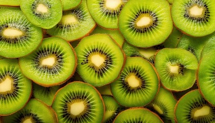 Freshly sliced kiwifruit arranged beautifully for a vibrant culinary display