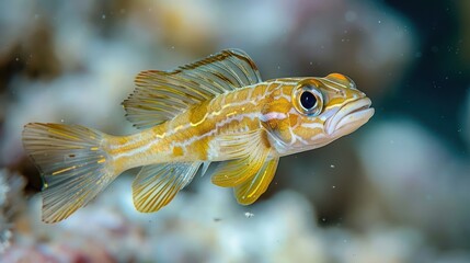 Obraz premium Vibrant orange-striped fish swimming gracefully among colorful coral reef underwater