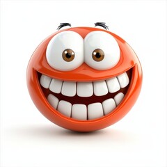 Naklejka premium Smiling Orange Cartoon Face with Big Eyes and White Teeth