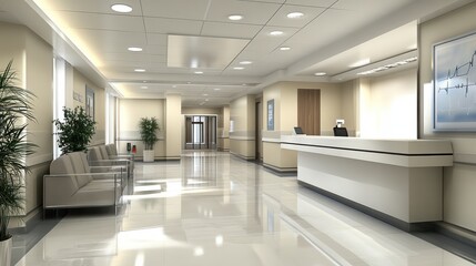 Fototapeta premium Modern hospital reception and waiting area.