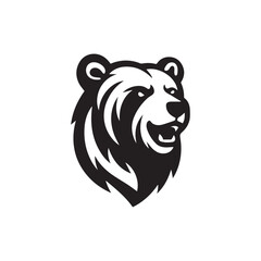 Bear head silhoutee vector on white background 