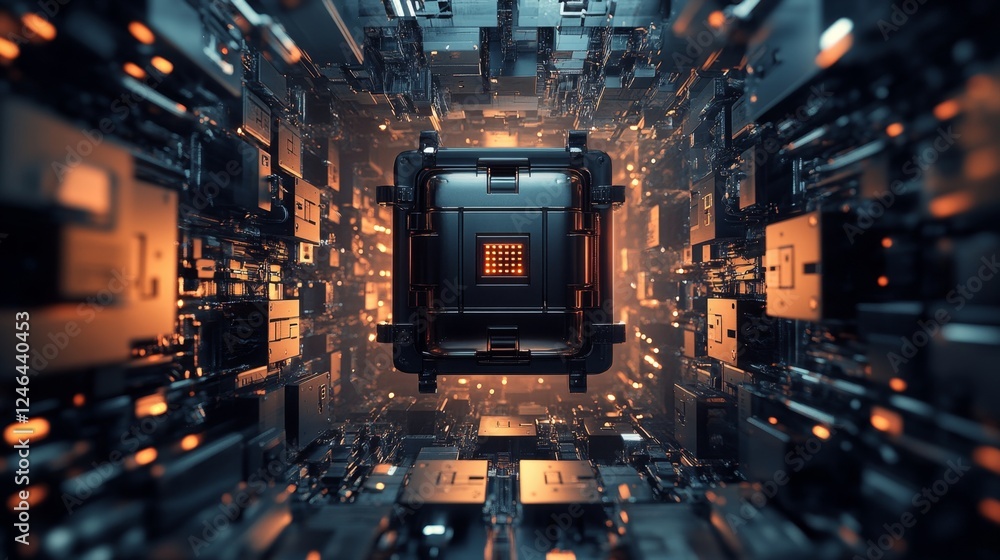 Poster encrypted digital vault concept featuring data privacy and security