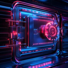 Digital Security Vault with Glowing Encryption and Data Visualization