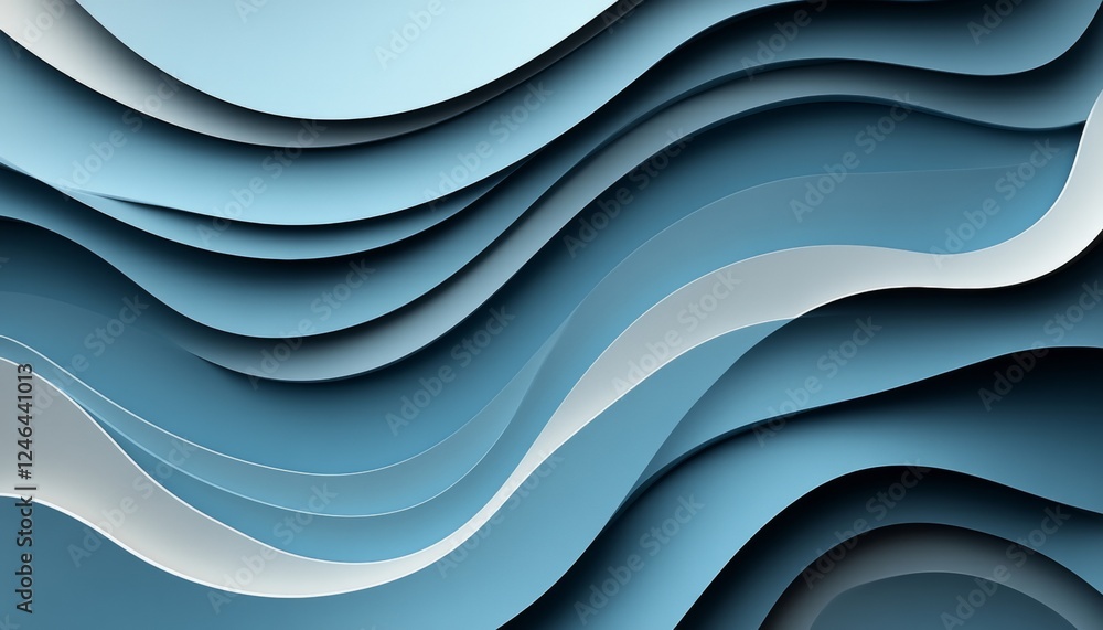 Poster abstract wave pattern background with blue layers, elegant and minimalistic design for projects
