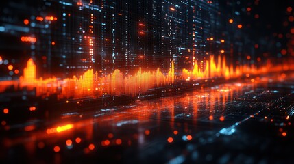 Obraz premium Abstract Digital Landscape: A Symphony of Data and Light