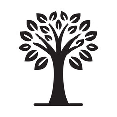 Simple Black and White Silhouette of a Tree