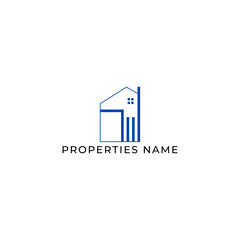 ILLUSTRATION BLUE ORANGE COLOR BUILDING ARCHITECTURE SIMPLE MINIMALIST LOGO ICON DESIGN VECTOR. GOOD FOR REAL ESTATE, PROPERTY INSDUSTRY
