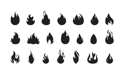 Fire icons set. Fire symbol set. Vector illustration. Fire flame icon. Burning symbol. Fireball sign. Energy illustration isolated.