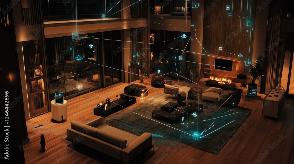 Poster internet of things iot concept with multiple connected smart devices.