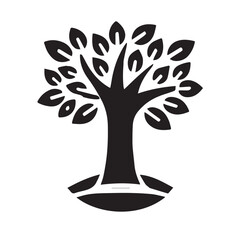 Simple Black and White Silhouette of a Tree