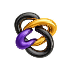 Fototapeta premium Sleek abstract design featuring intertwined black, gold, and purple shapes
