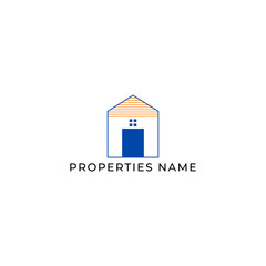 ILLUSTRATION BLUE ORANGE COLOR BUILDING ARCHITECTURE SIMPLE MINIMALIST LOGO ICON DESIGN VECTOR. GOOD FOR REAL ESTATE, PROPERTY INSDUSTRY