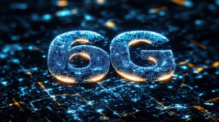 Futuristic 6G Technology Concept with Digital Connections and Lights