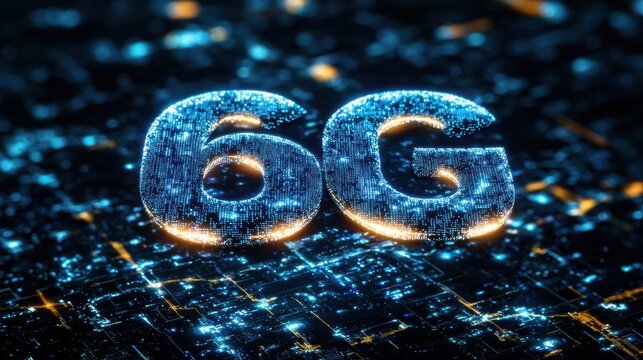 Futuristic 6G Technology Concept with Digital Connections and Lights